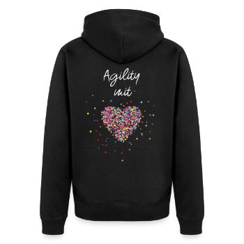 Agility mit Herz Hundeschule Hund Trainerin - Unisex Premium Bio Zip Hoodie - Schwarz - Hinten - Nico (187cm)
