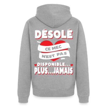 Fiancé Saint-Valentin Homme Mari Humour - Veste à capuche bio Premium Unisexe - gris chiné - Dos - Nico (187cm)