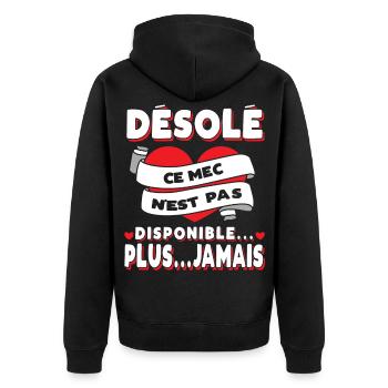 Fiancé Saint-Valentin Homme Mari Humour - Veste à capuche bio Premium Unisexe - noir - Dos - Nico (187cm)