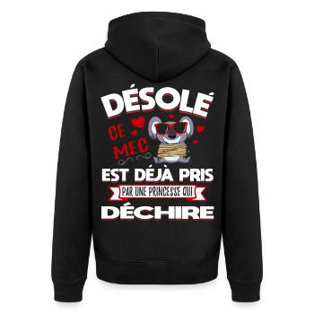 Désolé Saint-Valentin Homme Mari Humour - Veste à capuche bio Premium Unisexe - noir - Dos - Nico (187cm)