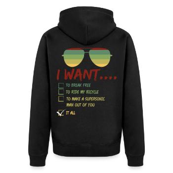 I Want To Break Free Sunglasses Summer - Unisex Premium Organic Zip Hoodie - black - Back - Nico (187cm)
