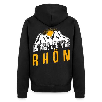 Rhön Wandern Klettern Rhöner Berge - Unisex Premium Bio Zip Hoodie - Schwarz - Hinten - Nico (187cm)