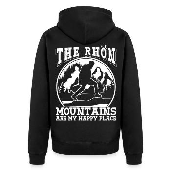 Rhön Mountains Wandern Rhöner Berge - Unisex Premium Bio Zip Hoodie - Schwarz - Hinten - Nico (187cm)