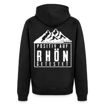 Rhön Wandern Spruch Rhöner Berge - Unisex Premium Bio Zip Hoodie - Schwarz - Hinten - Nico (187cm)