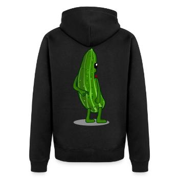 Reingeschaut Gurke Reingeguckt - Unisex Premium Bio Zip Hoodie - Schwarz - Hinten - Nico (187cm)
