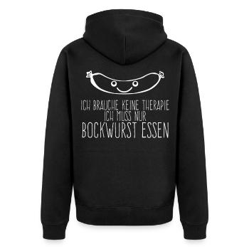 Bockwurst Wurst essen Bratwurst - Unisex Premium Bio Zip Hoodie - Schwarz - Hinten - Nico (187cm)