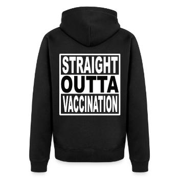 Straigt Outta Vaccination - Unisex Premium Organic Zip Hoodie - black - Back - Nico (187cm)