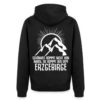 Erzgebirge Berge Wandern Erzgebirger - Unisex Premium Bio Zip Hoodie - Schwarz - Hinten - Nico (187cm)