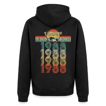 Anniversaire Né 1988 Millésime Année de naissance 1988 - Veste à capuche bio Premium Unisexe - noir - Dos - Nico (187cm)