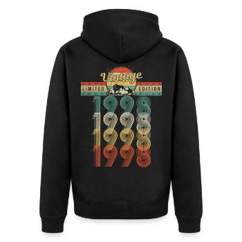 Anniversaire Né 1998 Millésime Année de naissance 1998 - Veste à capuche bio Premium Unisexe - noir - Dos - Nico (187cm)