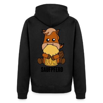 Saufpferd Pferd Pony Biertrinker Saufen Bier - Unisex Premium Bio Zip Hoodie - Schwarz - Hinten - Nico (187cm)