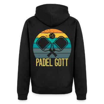 Padel - Padel Gott - Unisex Premium Bio Zip Hoodie - Schwarz - Hinten - Nico (187cm)
