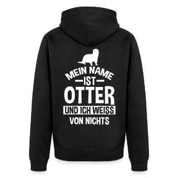 Mein Name ist Otter - Unisex Premium Bio Zip Hoodie - Schwarz - Hinten - Nico (187cm)