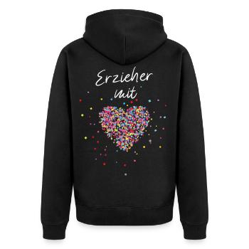 Erzieher Kindergarten Kita Kiga Kindergärtner - Unisex Premium Bio Zip Hoodie - Schwarz - Hinten - Nico (187cm)