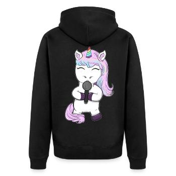belle chanteuse licorne chantante chantant des musiciens - Veste à capuche bio Premium Unisexe - noir - Dos - Nico (187cm)