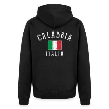 Calabria, italy italian - Unisex Premium Bio Zip Hoodie - Schwarz - Hinten - Nico (187cm)