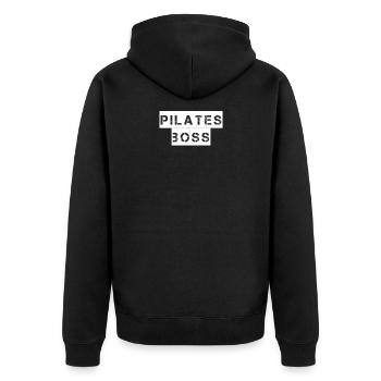 Pilates - Patron de Pilates - Veste à capuche bio Premium Unisexe - noir - Dos - Nico (187cm)