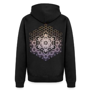Metatrons Cube Sacred Geometry Connected - Unisex Premium Organic Zip Hoodie - black - Back - Nico (187cm)