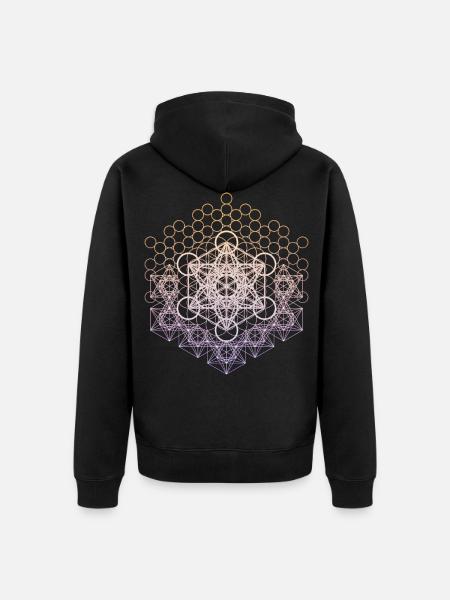 Metatrons Cube Sacred Geometry Connected - Unisex Premium Organic Zip Hoodie - black