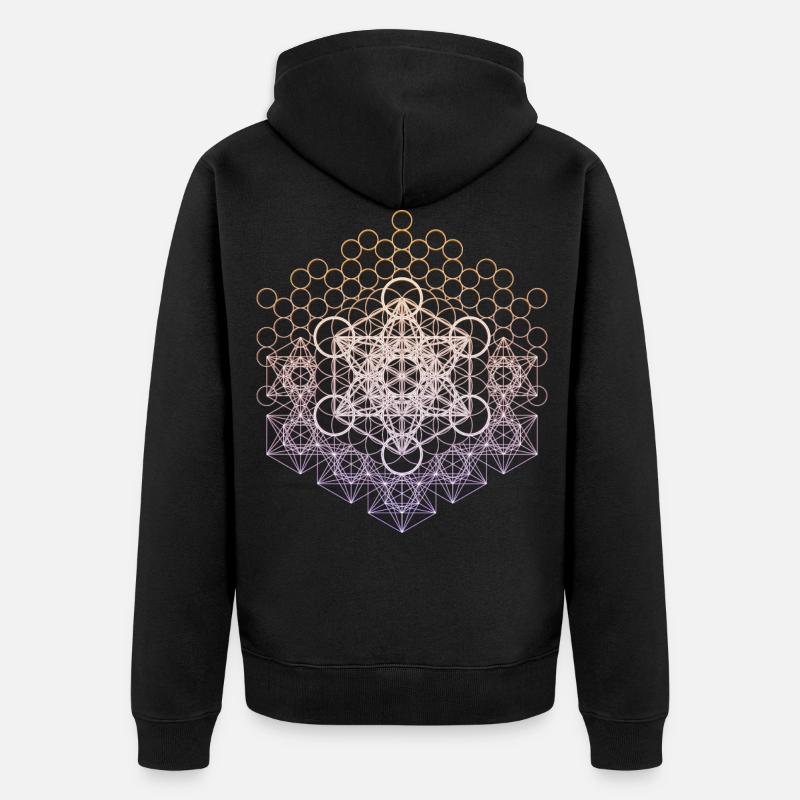 Metatrons Cube Sacred Geometry Connected - Unisex Premium Organic Zip Hoodie - black
