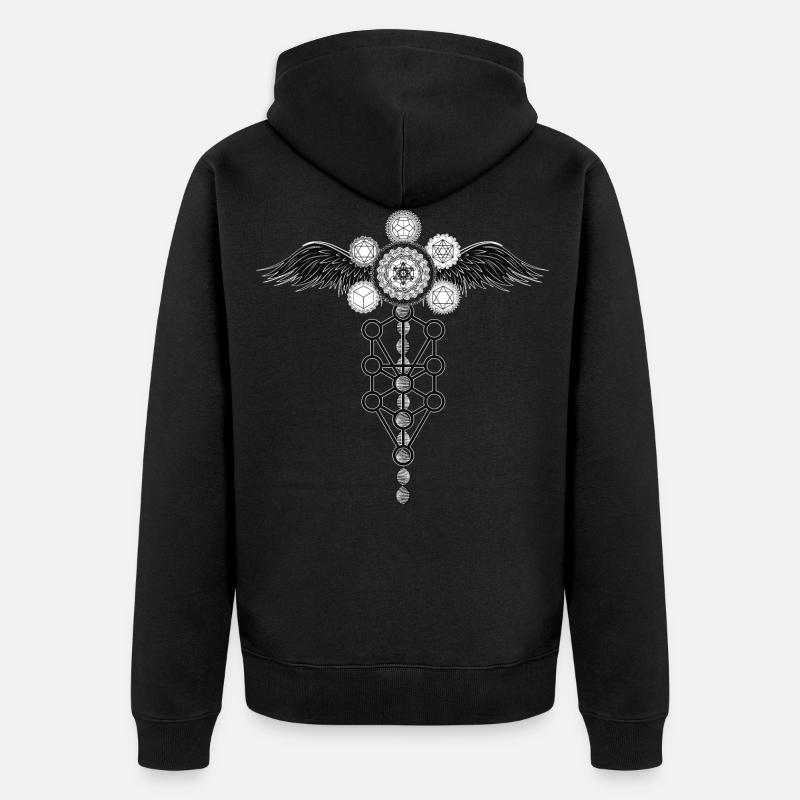 Solides platoniciens d’ADN métatron ailé - Veste à capuche bio Premium Unisexe - noir