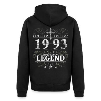 Kreuz Vintage Geburtstag Geburtsjahr 1993 Geschenk - Unisex Premium Bio Zip Hoodie - Schwarz - Hinten - Nico (187cm)