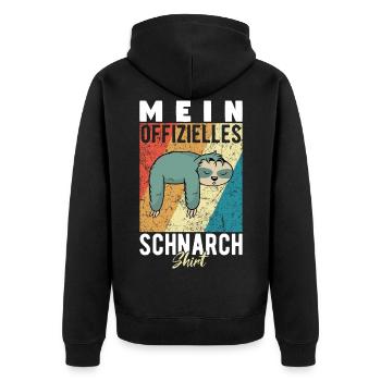Mein Schnarchshirt Schlafshirt Faultier Retro - Unisex Premium Bio Zip Hoodie - Schwarz - Hinten - Nico (187cm)