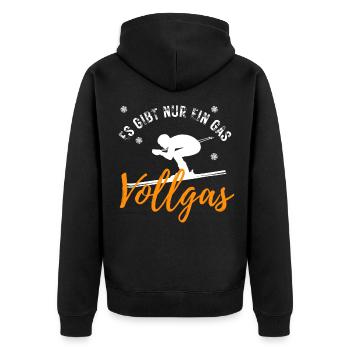Es gibt nur ein Gas Vollgas Wintersport Skifahrer - Unisex Premium Bio Zip Hoodie - Schwarz - Hinten - Nico (187cm)