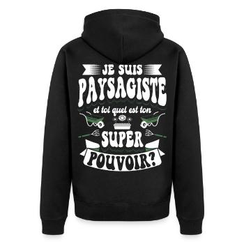 Paysagiste Paysagisme Paysagiste Aménagement - Veste à capuche bio Premium Unisexe - noir - Dos - Nico (187cm)