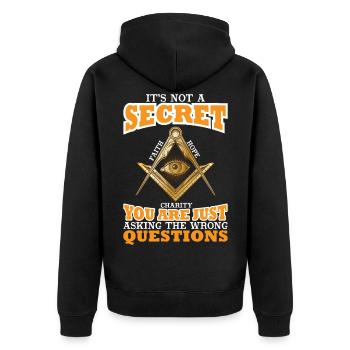 Freimaurer Illuminati Geheimbund Winkelzirkel - Unisex Premium Bio Zip Hoodie - Schwarz - Hinten - Nico (187cm)