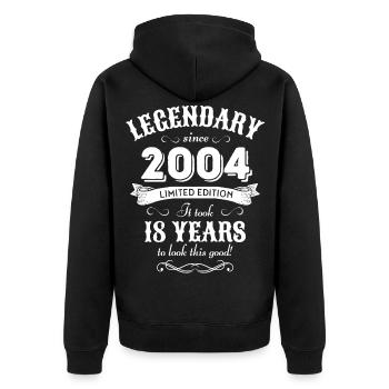 18e anniversaire 18 ans né en 2004 - Veste à capuche bio Premium Unisexe - noir - Dos - Nico (187cm)