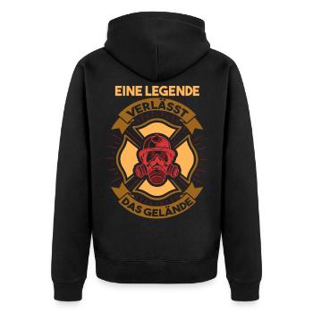 Feuerwehr Rente Rentner Pension Feuerwehrmann - Unisex Premium Bio Zip Hoodie - Schwarz - Hinten - Nico (187cm)