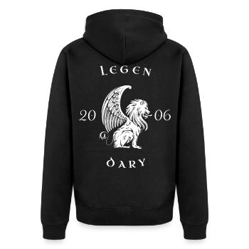 Legendary since 2006 - Unisex Premium Organic Zip Hoodie - black - Back - Nico (187cm)