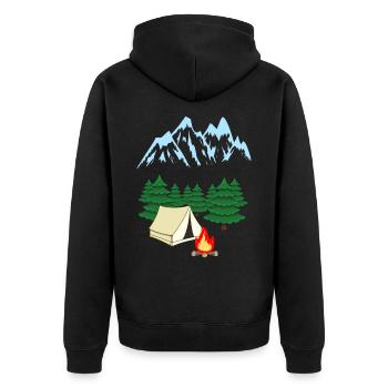 Gebirge Bergsteiger Expedition Abenteuer Camping - Unisex Premium Bio Zip Hoodie - Schwarz - Hinten - Nico (187cm)
