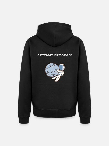 Artemis Program Astronaut Moon - Unisex Premium Organic Zip Hoodie - black