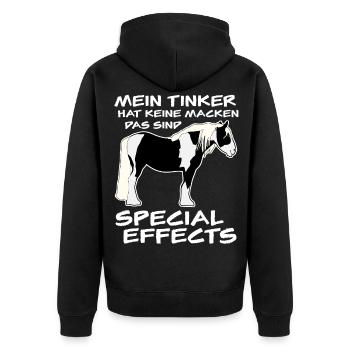 Irish Tinker Reiten Pferd Pferde - Unisex Premium Bio Zip Hoodie - Schwarz - Hinten - Nico (187cm)
