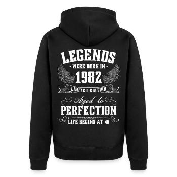 40e anniversaire 40 ans né en 1982 - Veste à capuche bio Premium Unisexe - noir - Dos - Nico (187cm)