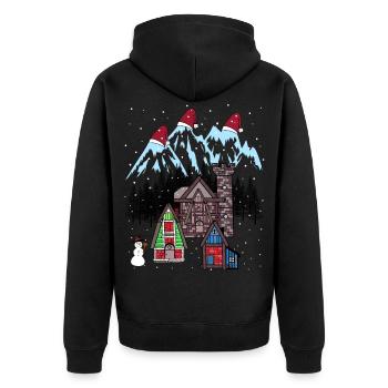 Xmas Winter Tirol Österreich Gebirge Berg Nikolaus - Unisex Premium Bio Zip Hoodie - Schwarz - Hinten - Nico (187cm)