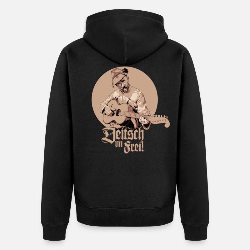 Deitsch un frei - Unisex Premium Bio Zip Hoodie - Schwarz
