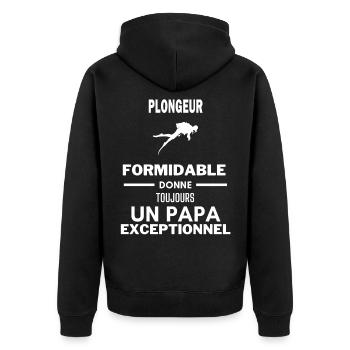 formidable papa exceptionnel humour Plongeur - Veste à capuche bio Premium Unisexe - noir - Dos - Nico (187cm)
