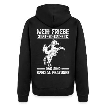 Pferd Reitstall Reiten Pferde Friese - Unisex Premium Bio Zip Hoodie - Schwarz - Hinten - Nico (187cm)