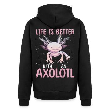 La vie est meilleure avec un axolotl - Veste à capuche bio Premium Unisexe - noir - Dos - Nico (187cm)