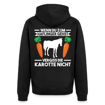 Pferd Haflinger Pferde Reiten - Unisex Premium Bio Zip Hoodie - Schwarz - Hinten - Nico (187cm)