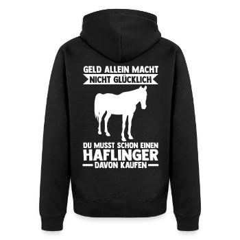 Reitstall Pferd Haflinger Reiten Pferde - Unisex Premium Bio Zip Hoodie - Schwarz - Hinten - Nico (187cm)