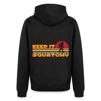Bigfoot Sasquatch Yeti - Unisex Premium Bio Zip Hoodie - Schwarz - Hinten - Nico (187cm)