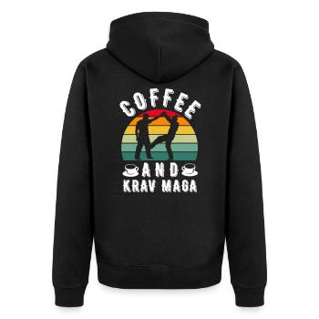 Krav Maga Israelische Kampfkunst Geschenk - Unisex Premium Bio Zip Hoodie - Schwarz - Hinten - Nico (187cm)