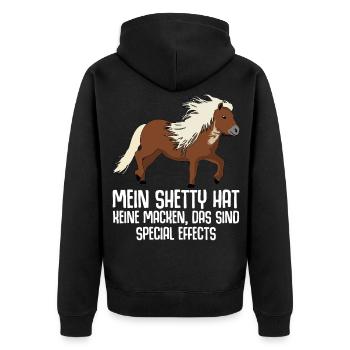 Shetty Shetland Pony Witz Shetlandpony - Unisex Premium Bio Zip Hoodie - Schwarz - Hinten - Nico (187cm)