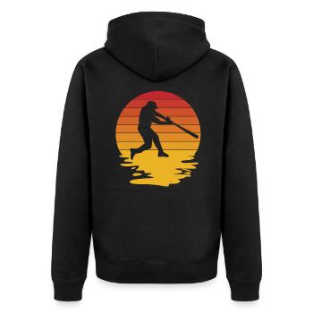 Baseball Baseballschläger Baseballspieler Pitcher - Unisex Premium Bio Zip Hoodie - Schwarz - Hinten - Nico (187cm)
