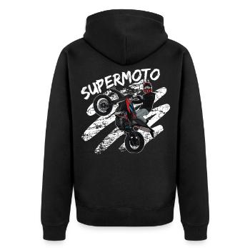Supermotard / Supermotard / Supermotard Wheelie - Veste à capuche bio Premium Unisexe - noir - Dos - Nico (187cm)