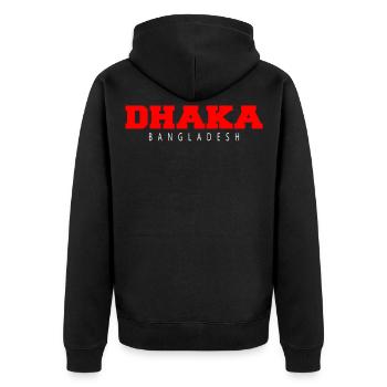 BANGLADESH DHAKA - Unisex Premium Bio Zip Hoodie - Schwarz - Hinten - Nico (187cm)